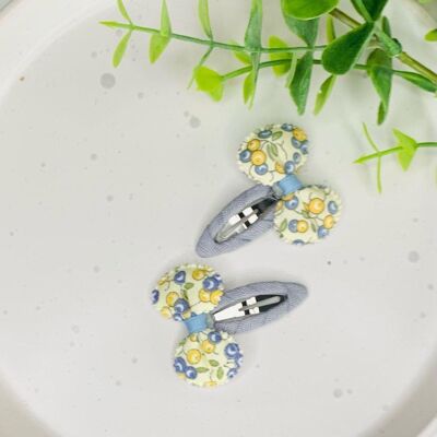 Snap Clips - Floral Bow Blue