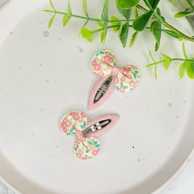 Snap Clips - Floral Bow Pink