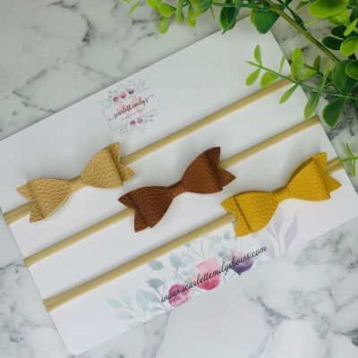 Baby - Leather Bow Trio Baby Band Set