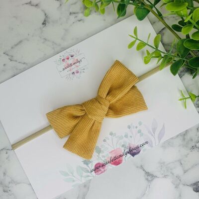 Baby - Corduroy Large Bow Baby band Mustard