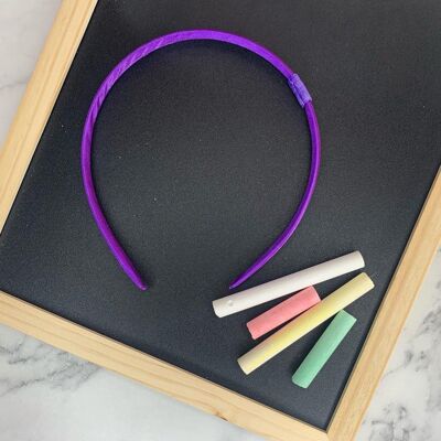 School - Satin Headband With Loop Purple