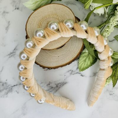 Pearl - Velvet Headband - Cream