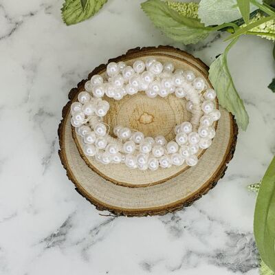 Pearl - Beaded Scrunchie (5 Colour Options) - White