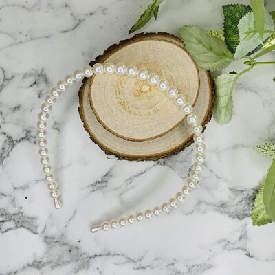 Pearl - Single Layered Headband (4 Style Options) - Small Pearl
