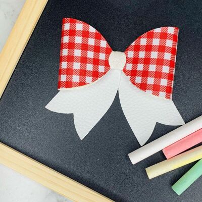 School - Gingham Statement Bow Red - Plain