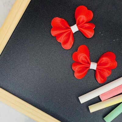 School - 2.5" Pixie Pinch Bows Red (Piggies)