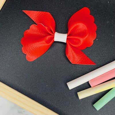 School - 3.5" Scolloped Pinwheel Bow Red