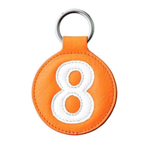 Porte clé n°8 blanc fond orange