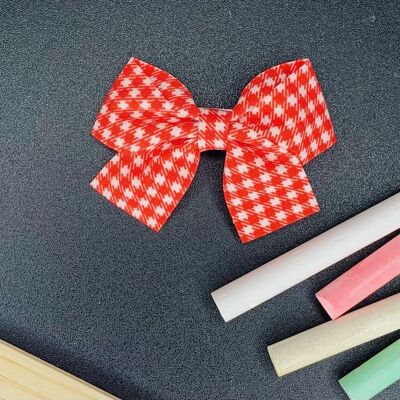 School - Handtied Gingham Bow Red