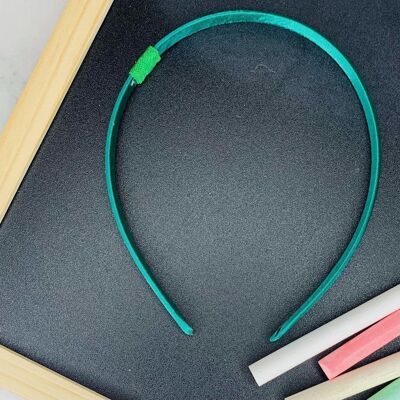 School - Satin Headband With Loop Green