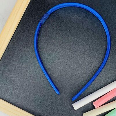 School - Satin Headband With Loop Royal Blue