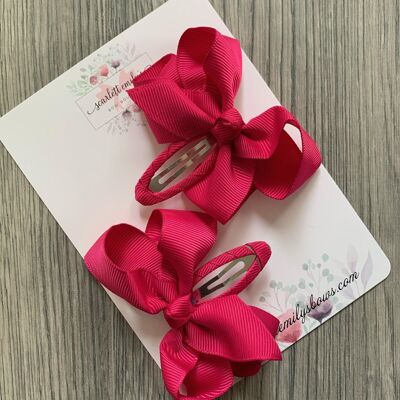 Ribbon Snap Clips (Available In 25 Colour Options) - Hot Pink