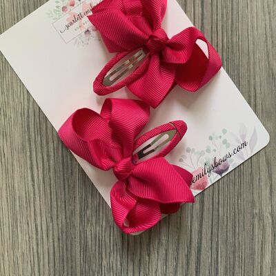 Ribbon Snap Clips (Available In 25 Colour Options) - Hot Pink