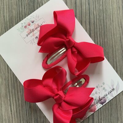 Ribbon Snap Clips (Available In 25 Colour Options) - Cerise