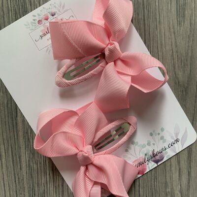 Ribbon Snap Clips (Available In 25 Colour Options) - Baby Pink