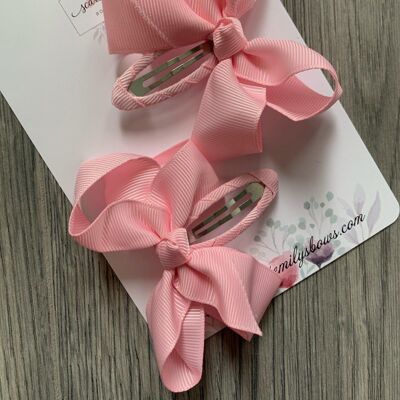 Ribbon Snap Clips (Available In 25 Colour Options) - Baby Pink