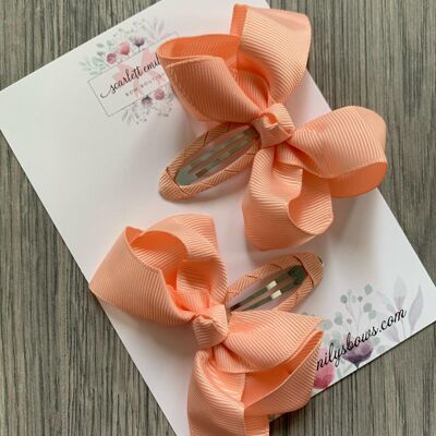 Ribbon Snap Clips (Available In 25 Colour Options) - Peach