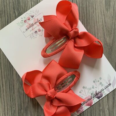 Ribbon Snap Clips (Available In 25 Colour Options) - Coral