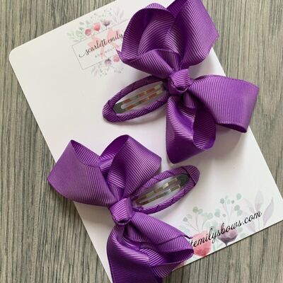 Ribbon Snap Clips (Available In 25 Colour Options) - Purple