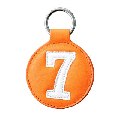Porte clé n°7 blanc fond orange