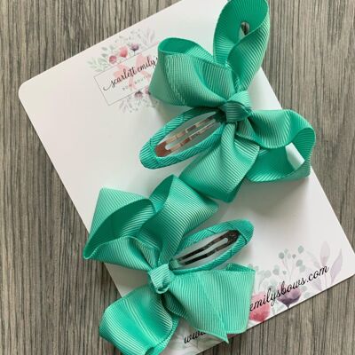 Ribbon Snap Clips (Available In 25 Colour Options) - Mint Green