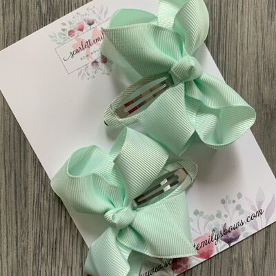 Ribbon Snap Clips (Available In 25 Colour Options) - Pale Mint