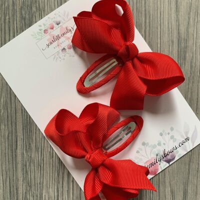 Ribbon Snap Clips (Available In 25 Colour Options) - Red