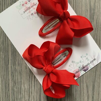Ribbon Snap Clips (Available In 25 Colour Options) - Red