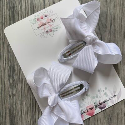 Ribbon Snap Clips (Available In 25 Colour Options) - White