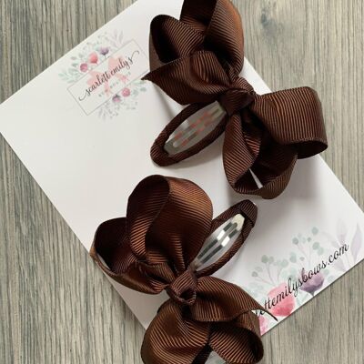 Ribbon Snap Clips (Available In 25 Colour Options) - Brown