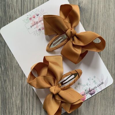 Ribbon Snap Clips (Available In 25 Colour Options) - Tan