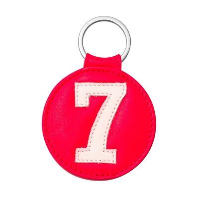 Schlüsselring Nr. 7 weiß mit rotem Hintergrund
