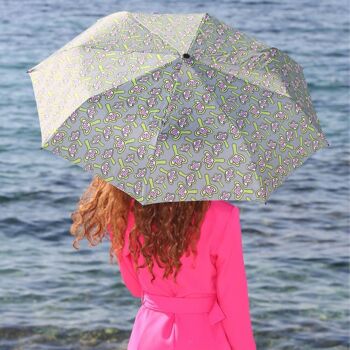 Parapluie coupe-vent en parapluie pliant Lys roses 4