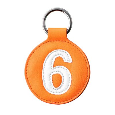 Porte clé n°6 blanc fond orange