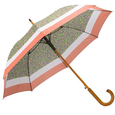Large Umbrella in Tan Lilies Design -Windproof