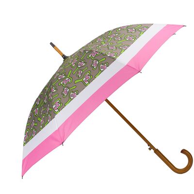 Großer Regenschirm im Pink Lilies Design - winddicht