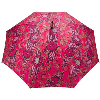 Grand parapluie en motif henné rose - coupe-vent 4