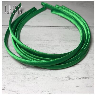 Satin Headband - with loop attachment - green