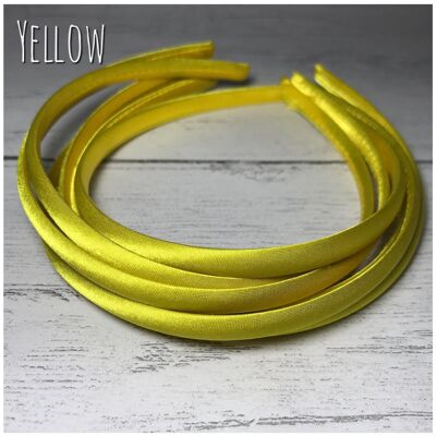 Satin Headband - with loop attachment - yellow