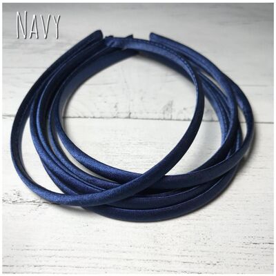 Satin Headband - with loop attachment - navy