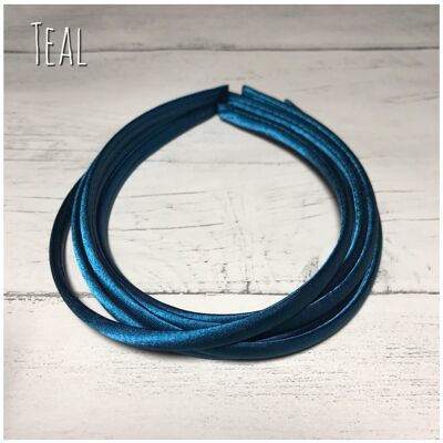 Satin Headband - with loop attachment - teal