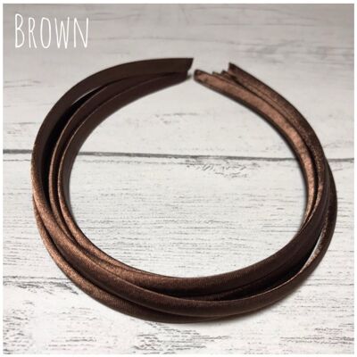 Satin Headband - with loop attachment - brown