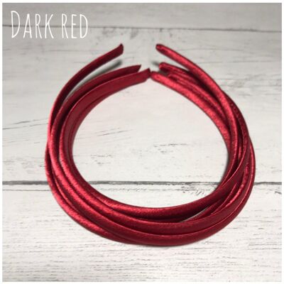 Satin Headband - with loop attachment - dark red