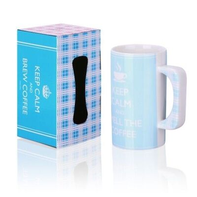 Taza de porcelana XXL -550ml - Mantén la calma y huele a café