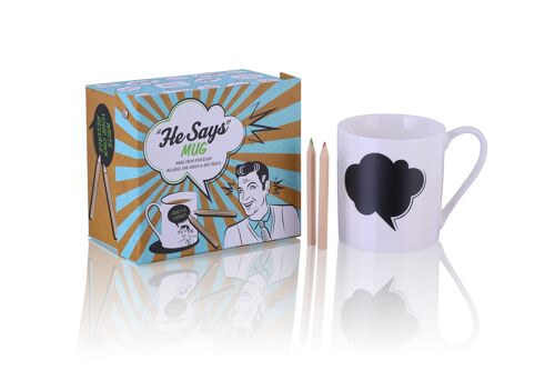 For Him -1pc Message Mug With Color Pencils, New Bone China