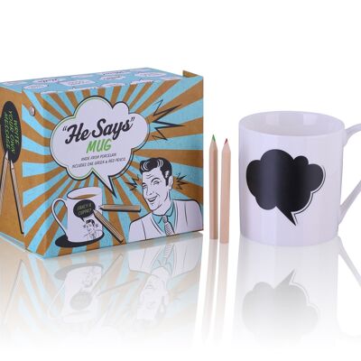 For Him -1pc Message Mug With Color Pencils, New Bone China