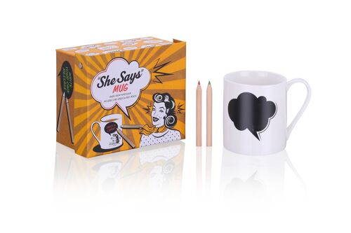 For Her -1pc Message Mug With Color Pencils, New Bone China