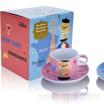 Paris, set de 2 tasses à cappuccino avec assiette, porcelaine