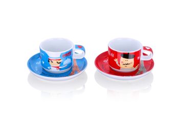 Paris, set de 2 tasses à expresso avec assiette, porcelaine 4