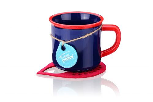 Stonenamel (2-Tone Color Glaze) Mug with Felt Coaster Set Navy blue 320ml